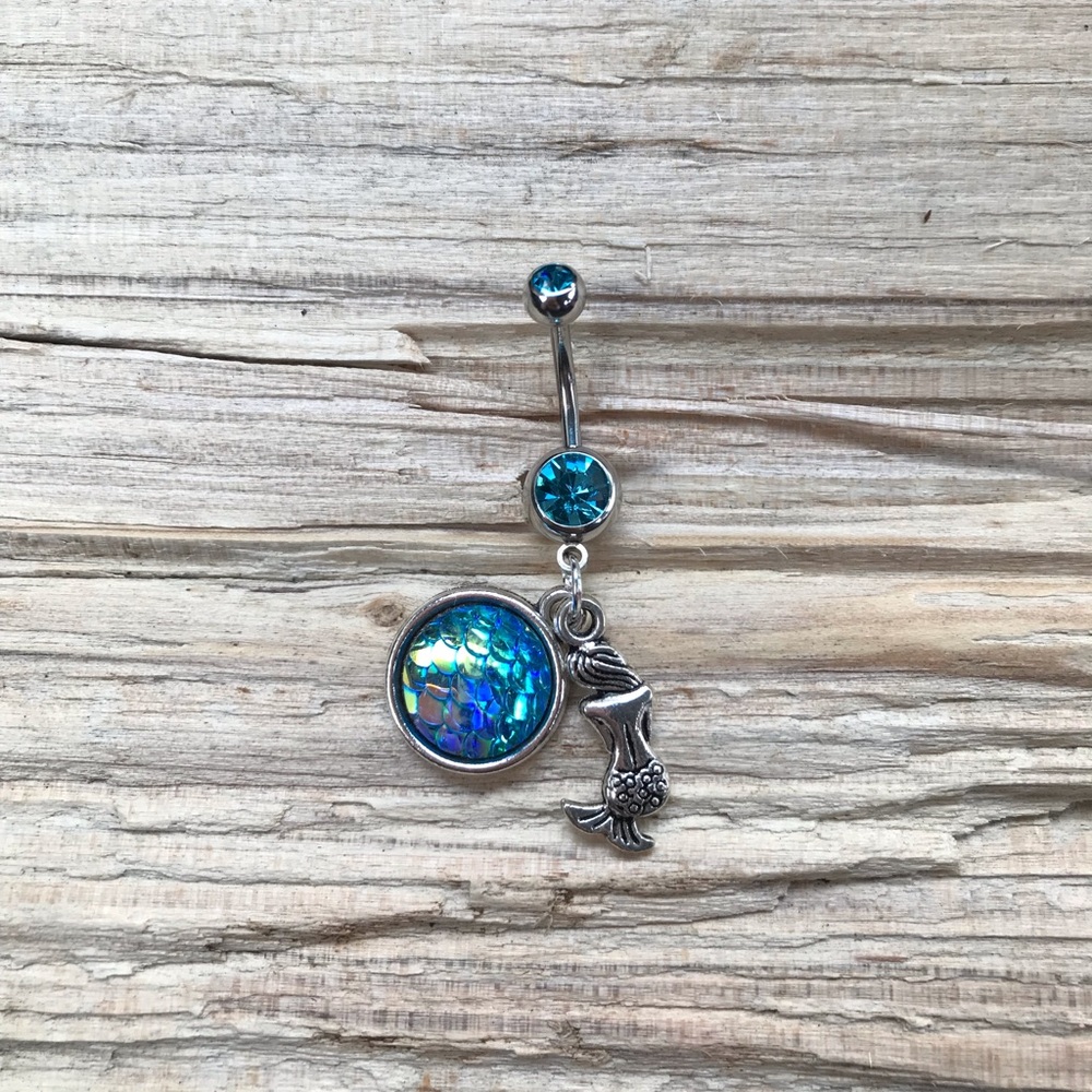 Blue Mermaid Scale Belly‎ Button Ring